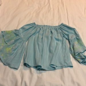 Off the shoulder cotton long sleeve shirt